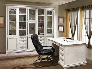 Оскар стол письменный двухтумбовый с ящиками ММ-218-20 белая эмаль с патиной
