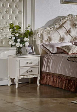 Спальня Виттория комплект: кровать 180х200 + 2 тумбы прикроватные + туалетный столик с зеркалом + шкаф 4 дверный белый+жемчуг