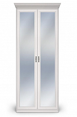 Шкаф Неаполь 2 дверный с зеркалом №2 ясень анкор светлый (патина серебро)