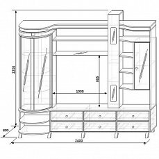 Стенка Орфей-11 шкаф комбинированный с витриной КМК 0364.1