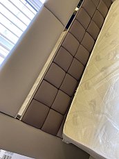 Спальня Палермо комплект: кровать 180х200 с мягким изголовьем + 2 тумбы прикроватные + комод с зеркалом + шкаф-купе с зеркалом