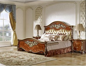 Спальня Вивальди Софа комплект: кровать 180х200 + 2 тумбы прикроватные + стол туалетный с зеркалом + пуф + шкаф 6 дверный орех