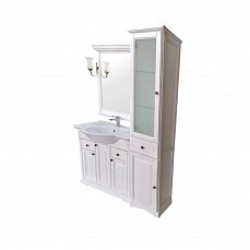 Комплект для ванной комнаты Модена 120: тумба+умывальник+зеркало белый (протир)