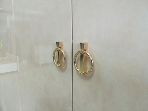 Шкаф Римини 3 дверный с зеркалом РМШ1/3 латте+золото лак глянец