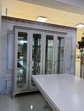 Столовая Верона комплект: витрина 4 дверная + буфет с зеркалом + стол обеденный 240/300х120 + 6 стульев