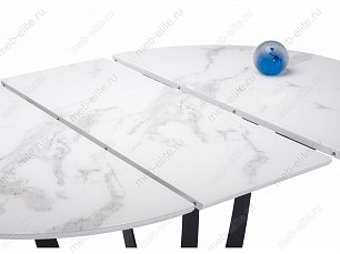 Стол обеденный Венера 110/148х110 белый мрамор / графит круглый