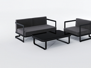 Виллино мягкая мебель: диван 2 местный + кресло + кофейный столик темно-серый