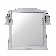 Комплект для ванной комнаты Равелло 105:тумба+умывальник+зеркало  белый (серебряная патина)