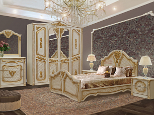 Спальня Клеопатра АРСТ шкаф+кровать+2 тумбы+ комод+ зеркало