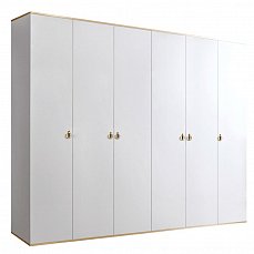 Шкаф Римини 6 дверный РМШ2/6 белый+золото лак глянец