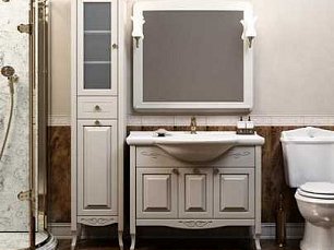Комплект для ванной комнаты Верона 120: тумба+умывальник+зеркало слоновая кость