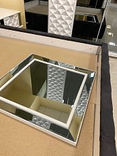 Спальня Плюс комплект: кровать 180х200 с мягким изголовьем + 2 тумбы прикроватные + комод с зеркалом + шкаф-купе с зеркалом
