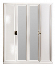 Шкаф Натали 4 дверный с зеркалом (2+2) белый глянец