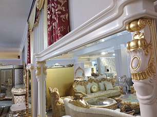 Изабелла (Карпентер 208) буфет с зеркалом белый с золотом