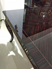 Столовая Эдем комплект: витрина 4 дверная + буфет с зеркалом + стол обеденный 240/280х120 + 4 стула + 2 стула с подлокотниками