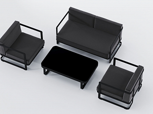 Виллино мягкая мебель: диван 2 местный + кресло + кофейный столик темно-серый