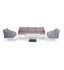 Комплект Канны: диван 3 местный + 2 кресла + стол журнальный светло-серый