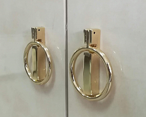 Шкаф Римини Соло 3 дверный с зеркалом РМШ1/3(s) беж+золото лак глянец
