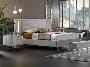 Кровать Ларисса 150х200 с мягким изголовьем с подсветкой и подъемным механизмом