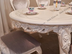 Столовая Виттория комплект: стол обеденный 160/240х120 белый+жемчуг + 6 стульев