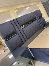 Спальня Палермо Санат комплект: кровать 180х200 с мягким изголовьем + 2 тумбы прикроватные + комод с зеркалом + шкаф-купе с зеркалом