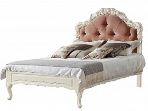 Кровать Виттория 120х200 с мягким изголовьем белый+жемчуг