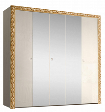 Шкаф Тиффани Премиум 5 дверный с зеркалом ТФШ1/5(П) золото глянец