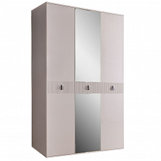 Шкаф Римини Соло 3 дверный с зеркалом РМШ1/3(s) беж+серебро лак глянец