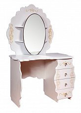 Туалетный стол Мелани-1 с зеркалом белый+патина золото