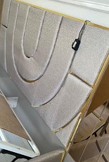 Спальня Лакшери комплект: кровать 180х200 с мягким изголовьем + 2 тумбы прикроватные + комод с зеркалом + шкаф купе с зеркалом беж