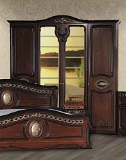 Шкаф Азалия КБН 4 дверный с зеркалом орех