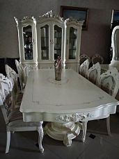Монализа Софа столовая комплект: витрина 4 дверная + буфет с зеркалом + стол обеденный 240х120 + 6 стульев