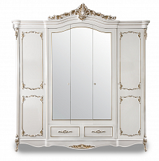Шкаф Флоренция 5 дверный с зеркалом белый перламутр глянец