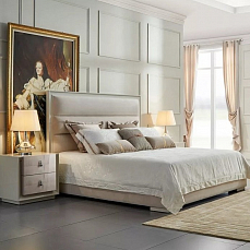 Спальня Мик МК-2767-BG комплект: кровать 160х200 + 2 тумбы прикроватные + комод с зеркалом + пуф + шкаф 3 дверный