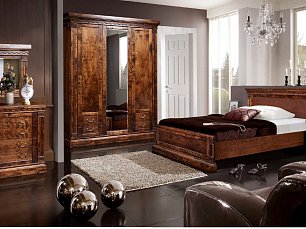 Спальня Ривьера комплект: кровать 160х200 + 2 тумбы прикроватные + комод с зеркалом + шкаф 3 дверный с зеркалом