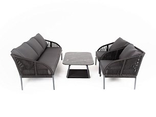 Комплект Канны: диван 3 местный + 2 кресла + стол журнальный темно-серый