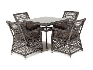 Комплект Айриш: стол обеденный 90х90 + 4 кресла графит
