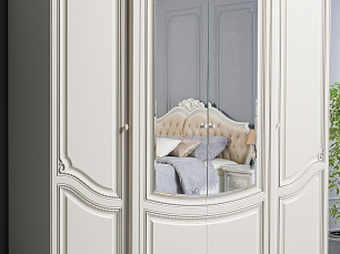 Спальня Инканто КБН комплект: кровать 160х200 + 2 тумбы прикроватные + стол туалетный с зеркалом + шкаф 4 дверный с зеркалом