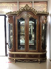 Столовая Александрия Софа комплект: витрина 4 дверная + буфет с зеркалом + стол обеденный 190/240х112 + 6 стульев