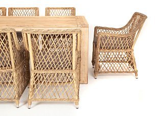 Комплект Витория плетеный: стол обеденный 200х100 + 8 стульев цвет соломенный