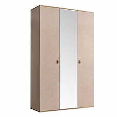 Шкаф Римини 3 дверный с зеркалом РМШ1/3 латте+золото лак глянец