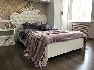 Кровать Натали 120х200 с мягким изголовьем белый глянец