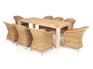 Комплект Арбаро С: стол обеденный 200х100 + 8 стульев соломенный