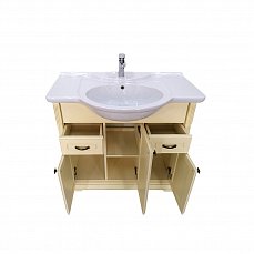Комплект для ванной комнаты Модена 95:тумба+умывальник+зеркало слоновая кость (протир)