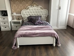 Кровать Натали 120х200 с мягким изголовьем белый глянец