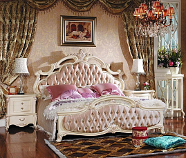 Спальня Лоренцо комплект: кровать 180х200 + тумба прикроватная 2шт+комод с зеркалом+ шкаф 4 верный с зеркалом без пуфа
