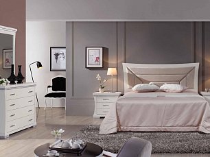 Спальня Империо 834 IDC комплект: кровать 160х200 + 2 тумбы прикроватные + комод + зеркало + кресло