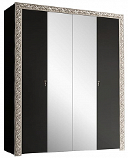 Шкаф Тиффани Премиум 4 дверный с зеркалом ТФШ1/4(П) черный серебро глянец