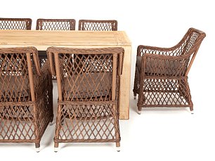 Комплект Витория плетеный: стол обеденный 300х100 + 8 стульев коричневый