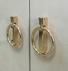 Шкаф Римини Соло 4 дверный с зеркалом беж+золото лак глянец РМШ1/4(s)